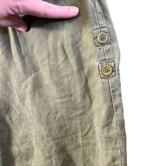 2005 y2k Tommy Hilfiger linen blend wide leg cargo crop pants size 12 roll up - Picture 5 of 16
